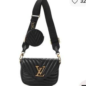 Louis Vuitton Black Quilted Crossbody Bag with Gold Accents